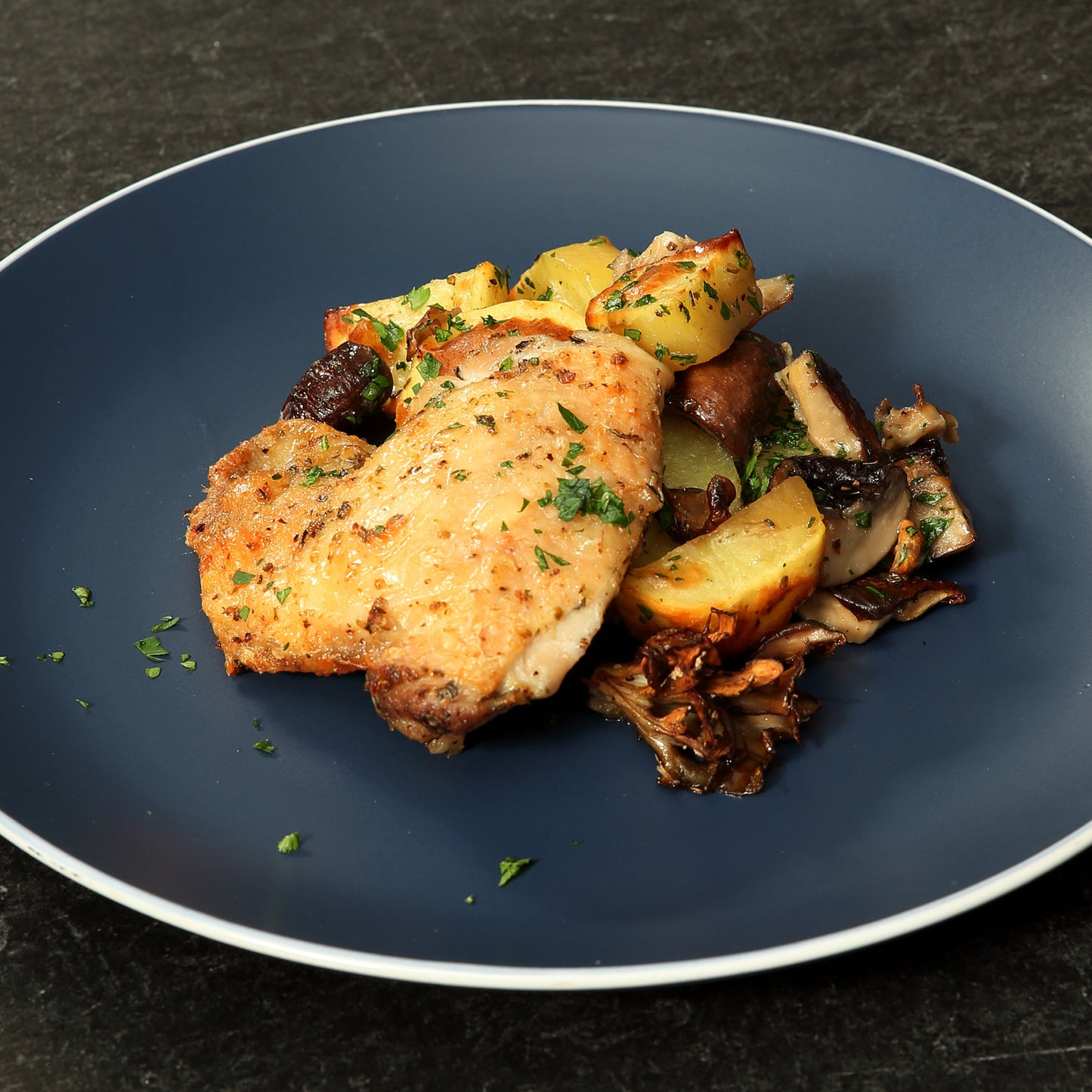 Sheet Pan Chicken with Potatoes and Mushrooms