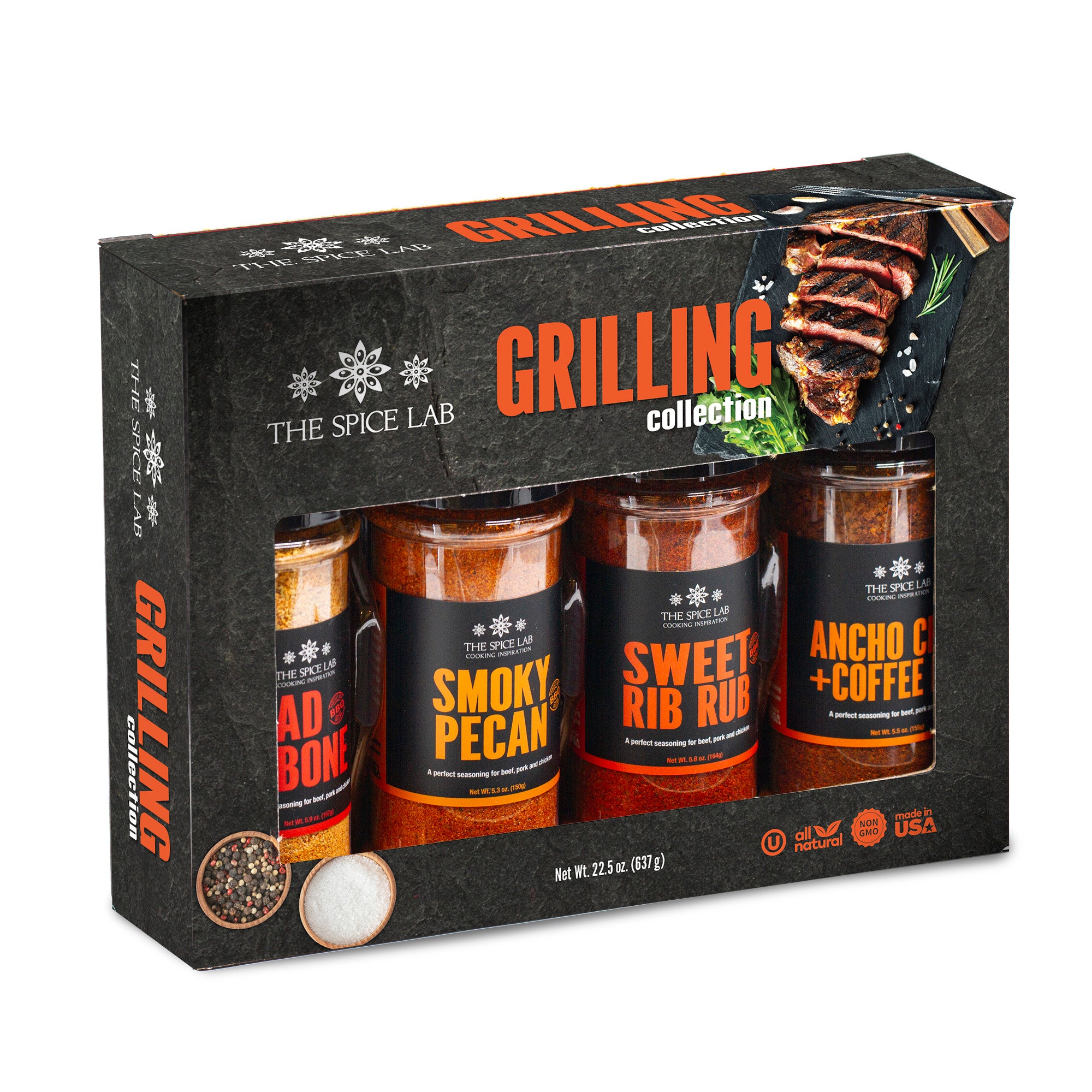 The Spice Lab Taste of America Spices and Seasonings Ultimate Grilling Set  - Gift Kit for Cooking, Air Fryers & Men - Made in the USA