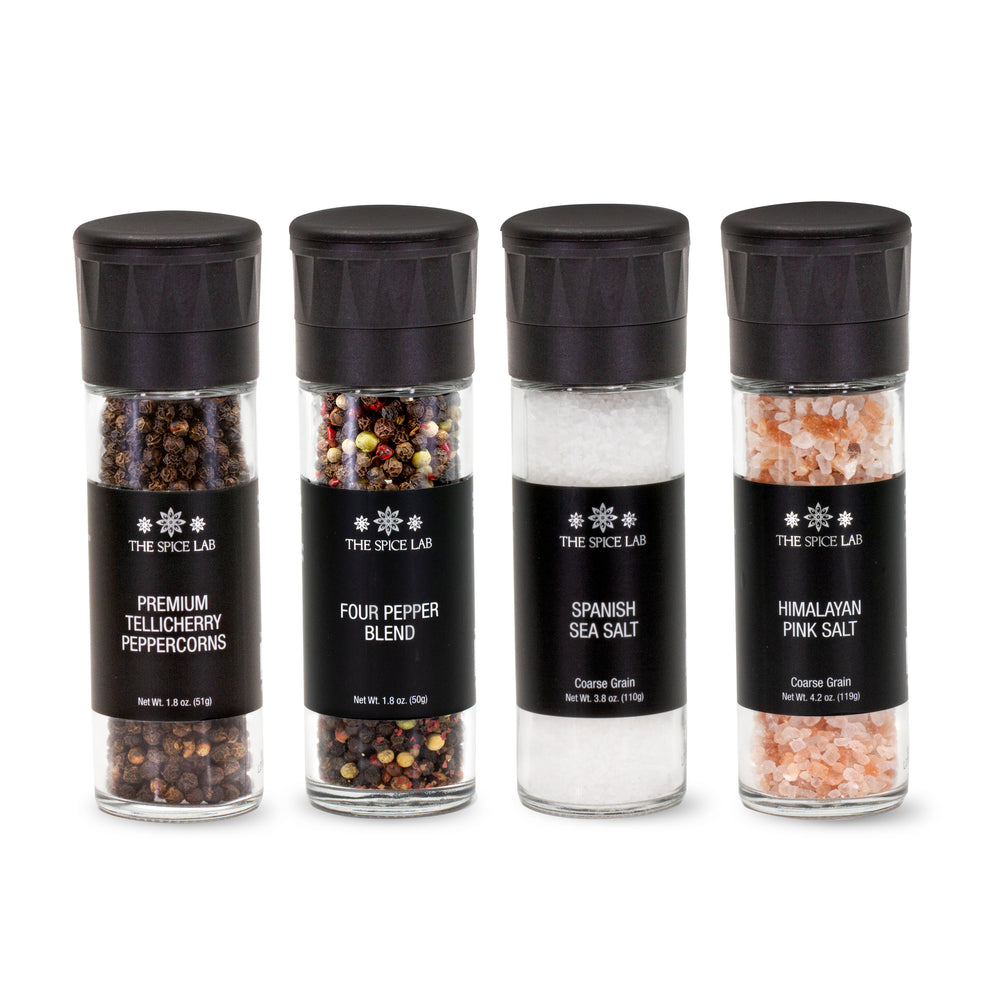 4 Pack - Salt & Peppercorn with Grinders