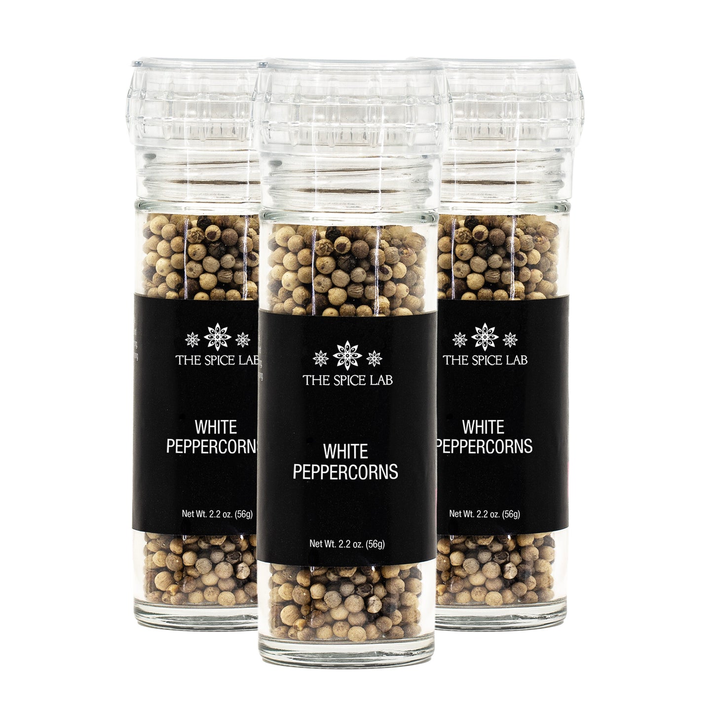 Whole White Peppercorns with Grinder -3 Pack