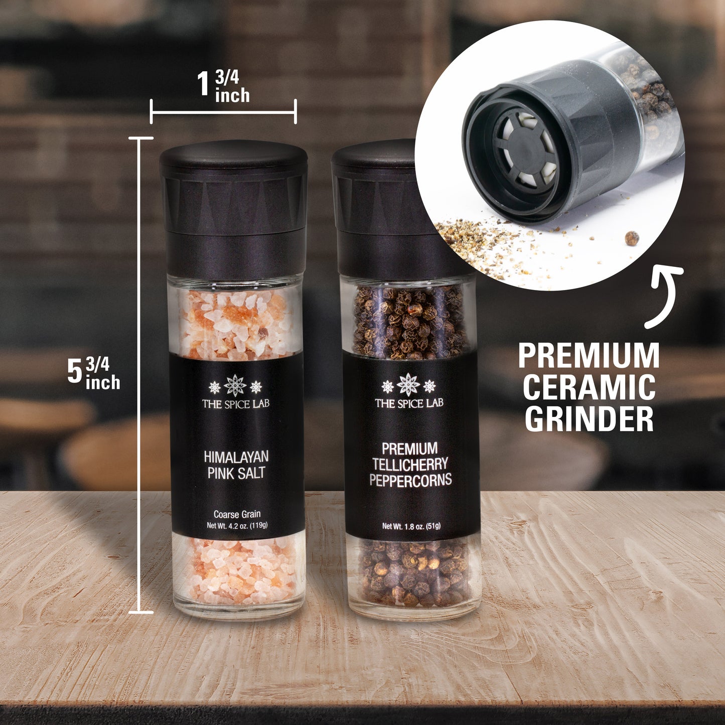 Salt & Peppercorn with Grinders - 4 Pack