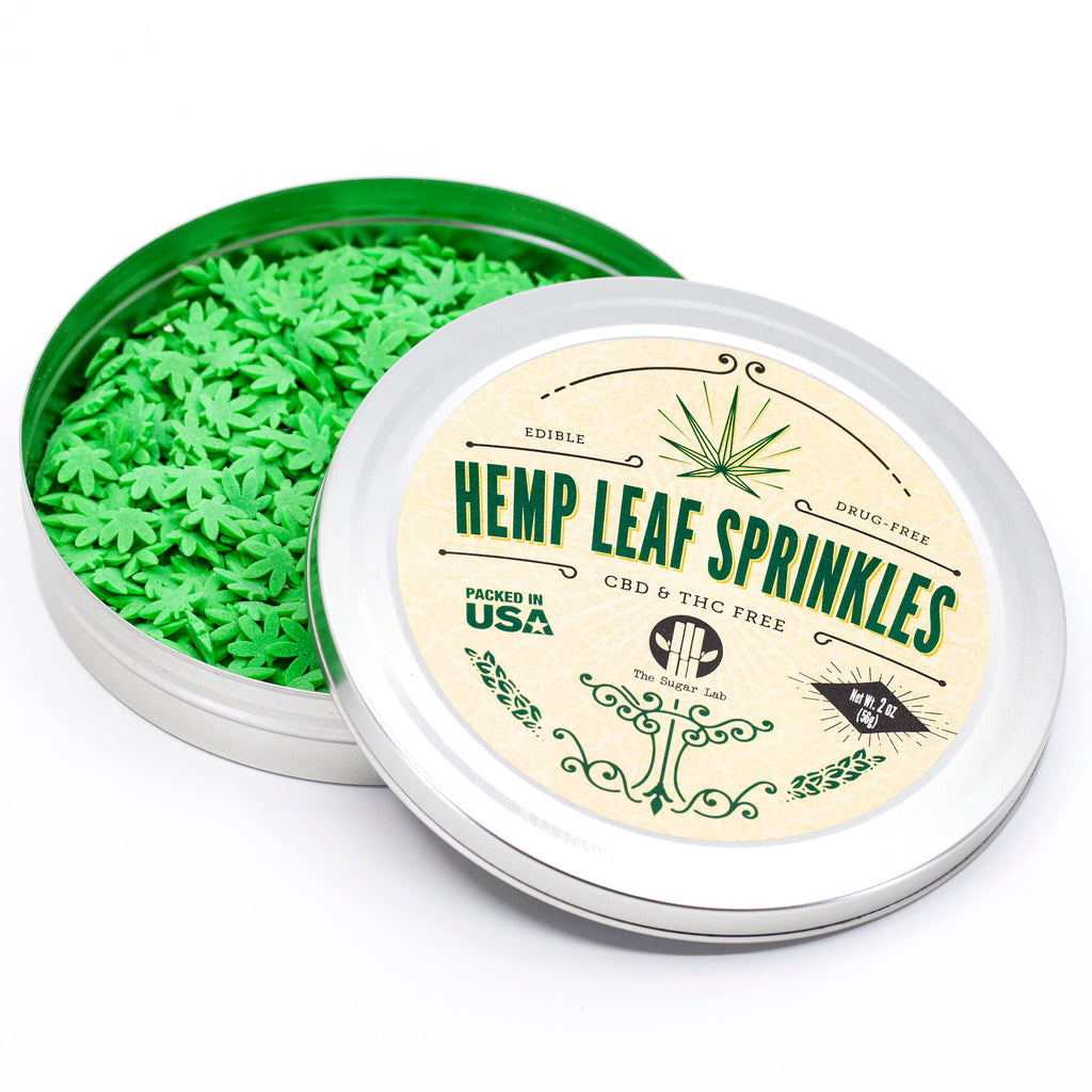"Hemp Leaf" Sprinkles Edible Hemp Party Decorations (CBD & THC Free) Tasty Ice Cream Toppings & Sprinkles for Baking 420 Party Cupcakes
