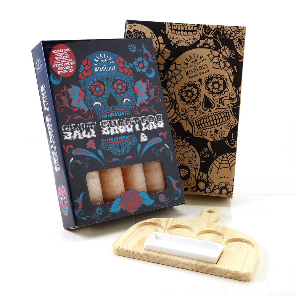 
                  
                    Load image into Gallery viewer, The Spice Lab Tequila Himalayan Salt Shooters Gift Set – 4 Shot Glasses with Wooden &amp;amp; Ceramic Serving Trays – 6020
                  
                