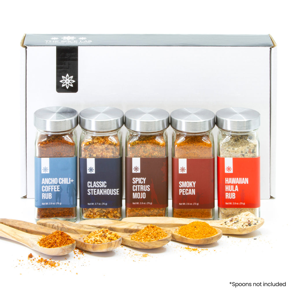 The Spice Lab Professional BBQ Collection – 5-Flavor BBQ Rub Gift Set – French Jars - 2182